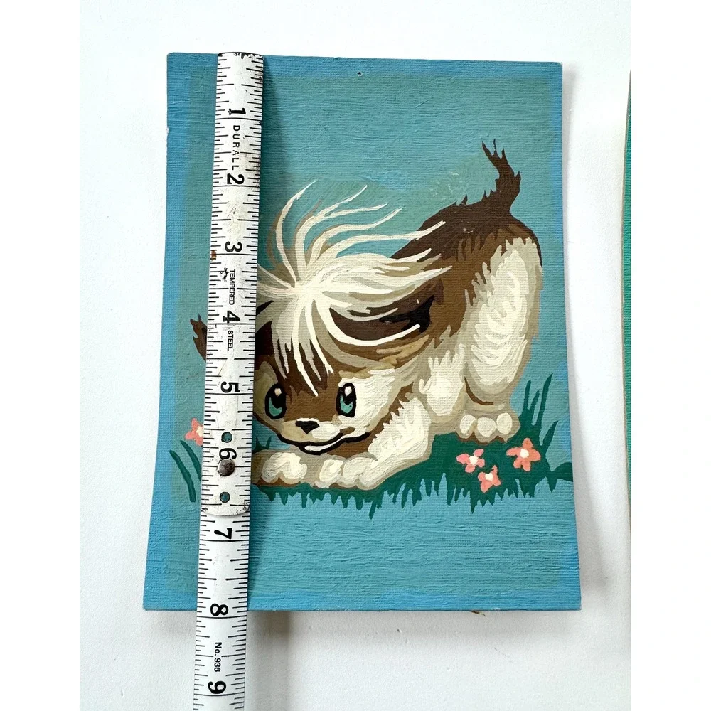Vintage Paint By Numbers Dog Paintings‎ - Set of 2 - Nursery Decor